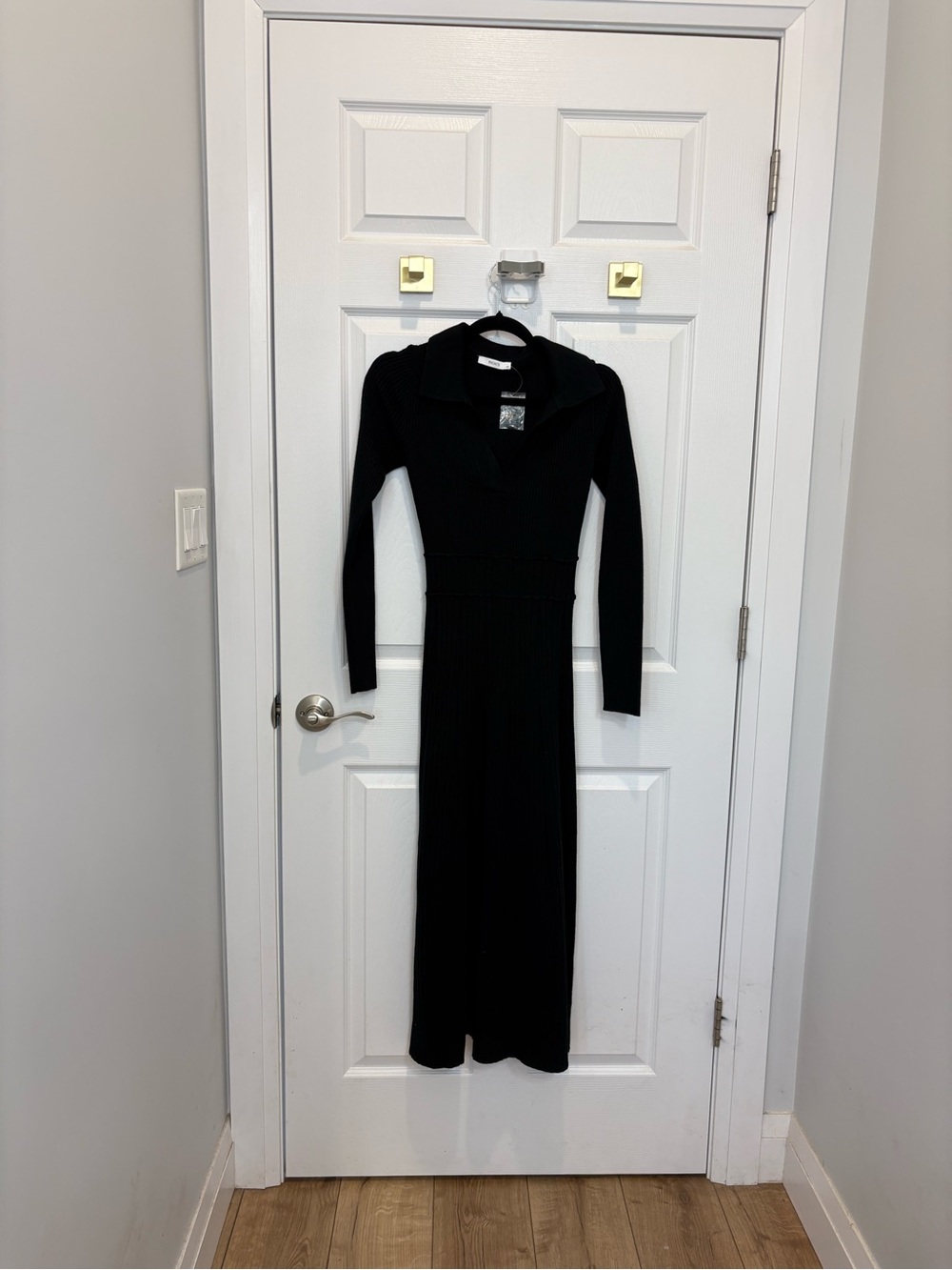 Ricki’s Long Sleeve Black Ribbed Knit Dress with Collar #1497